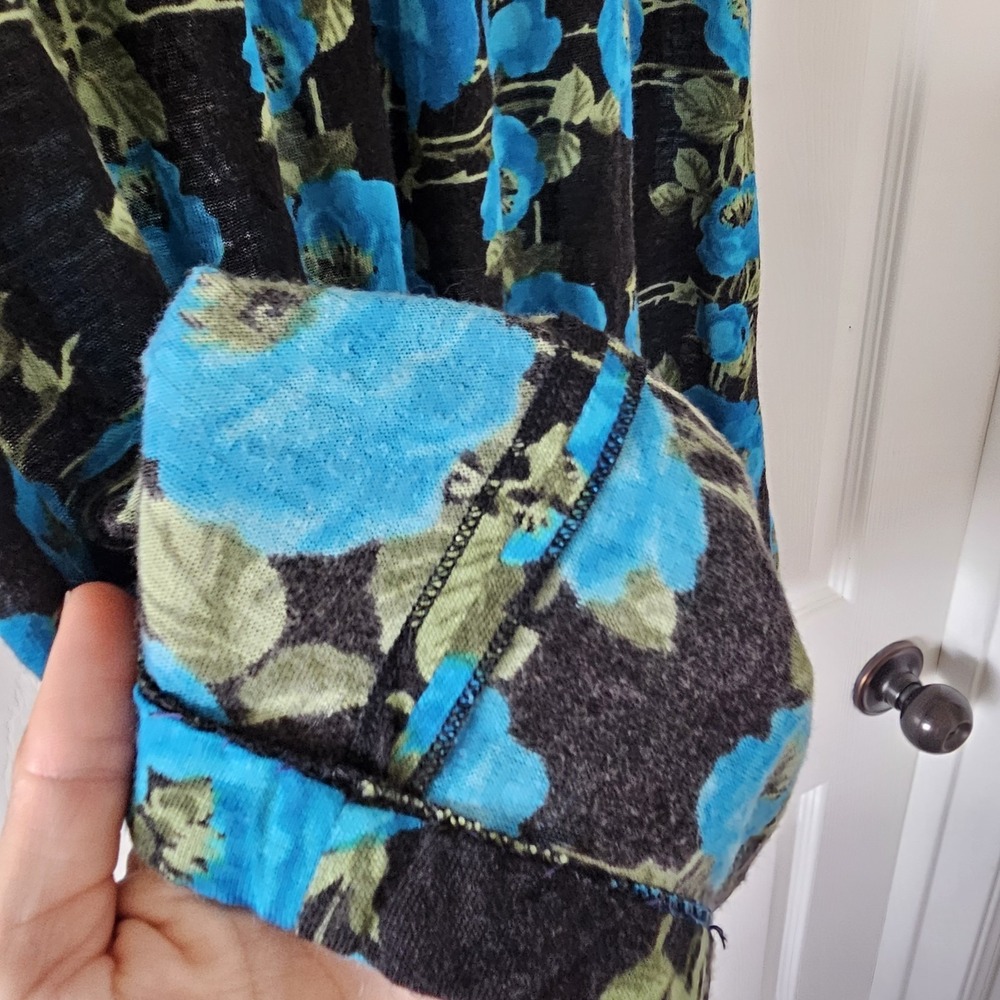1980s Vintage Marlet Gran Moda Minindress Midnight Blue Black Floral #96 - Picture 6 of 6